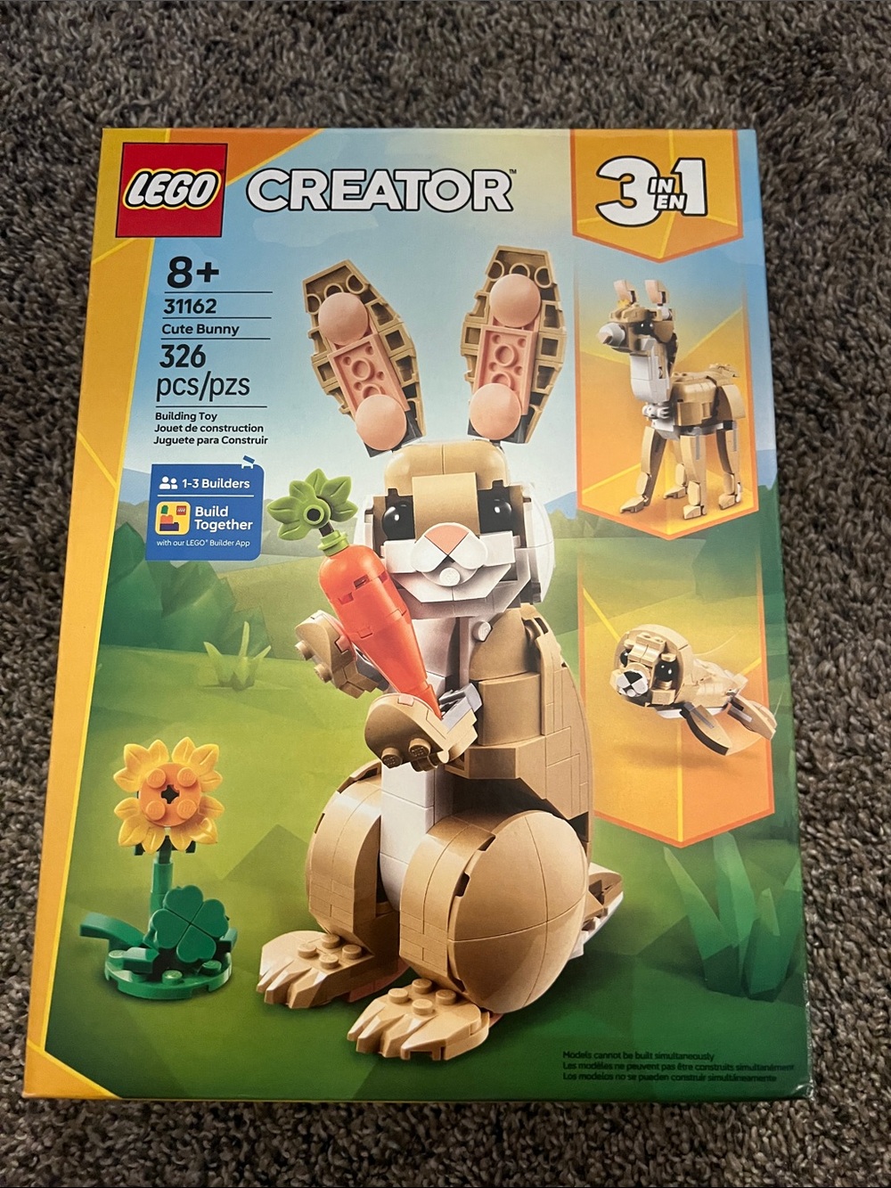 NIB LEGO 3 in 1 # 31162 Creator Bunny Building Set - Tan, White, Orange, Green